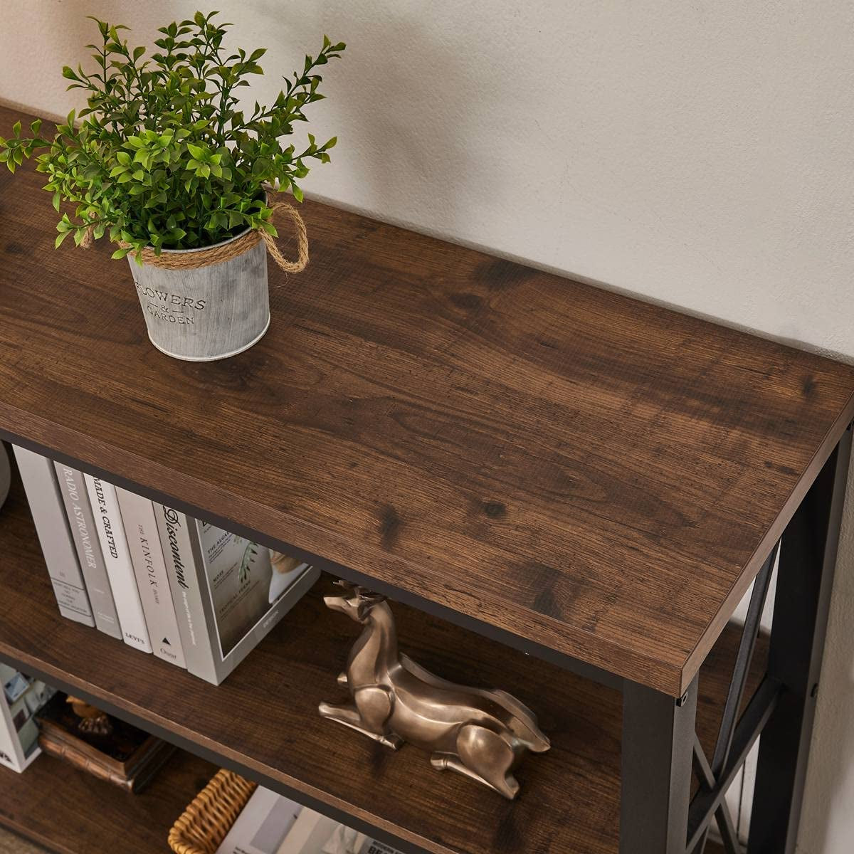 Rustic Industrial Sofa Table with Shelves (47″)