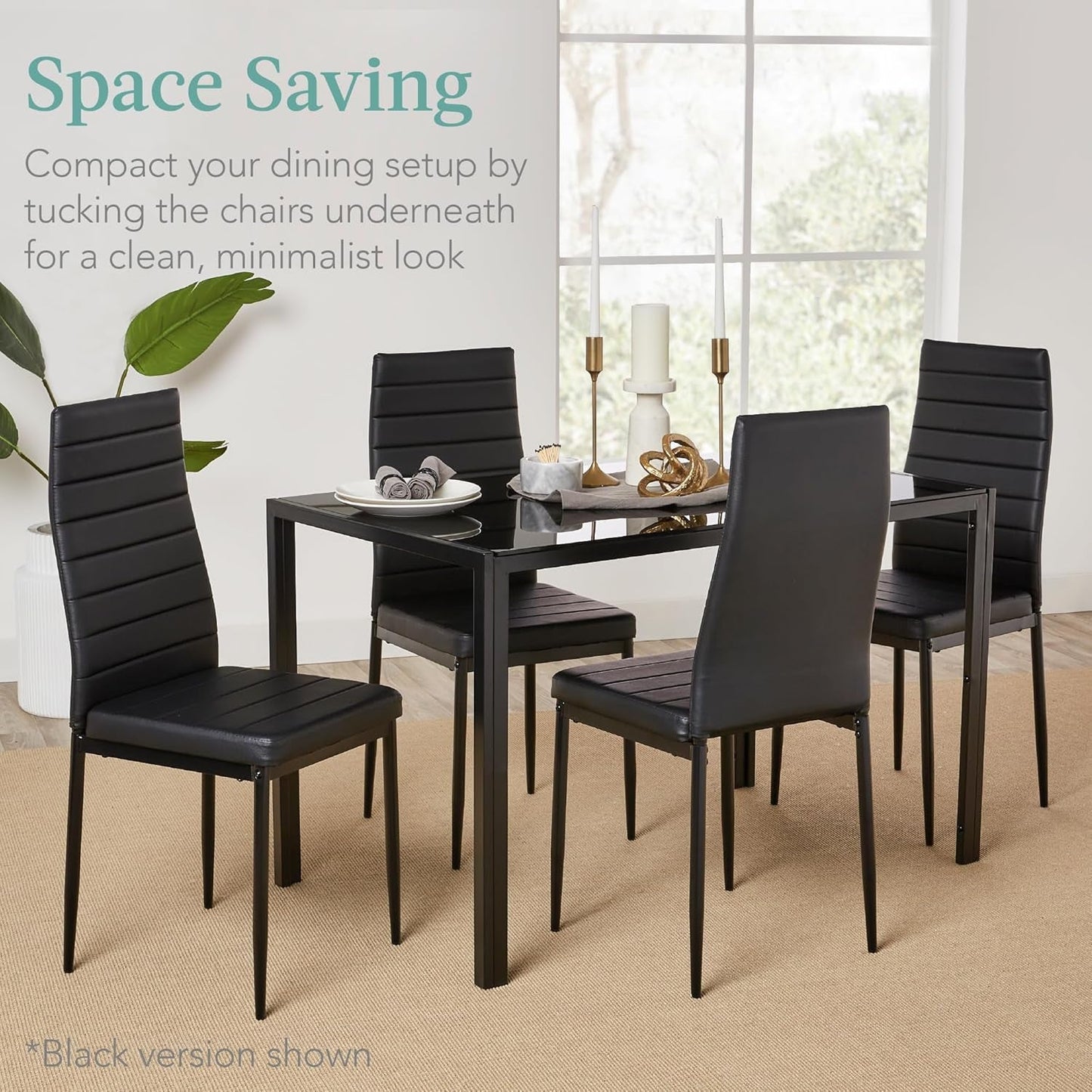 5-Piece Glass Dining Set, Modern Kitchen Table Furniture for Dining